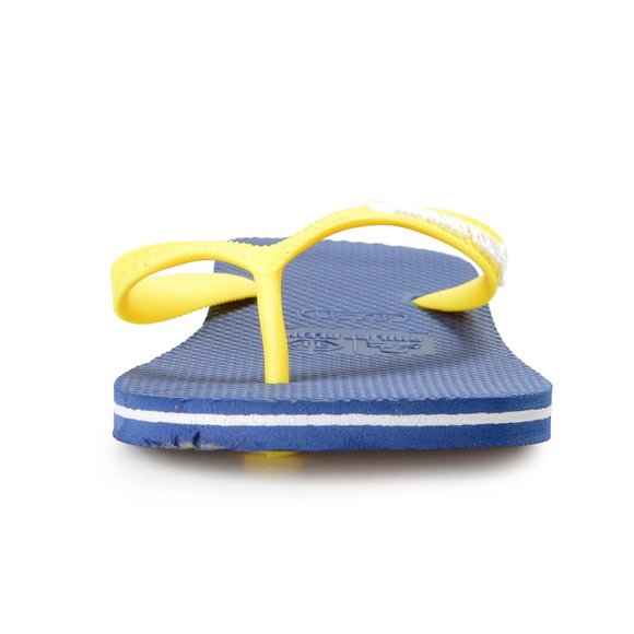 Philipp Plein Men\'s Navy Blue/Yellow Rubber Logo Print Flip Flops Shoes main image 6
